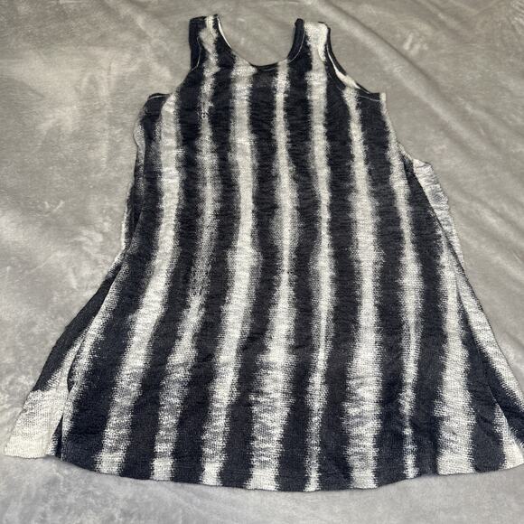 Vocal USA Shirt Large Y2K Embellished Knit Tank Top White Black Gray Side Splits - Picture 5 of 9